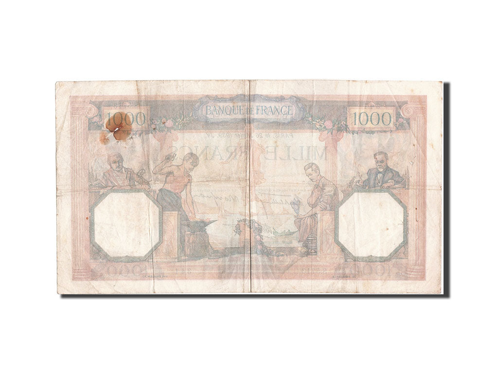 France, 1000 Francs, 1 000 F 1927-1940 ''Cérès et Mercure'', 1939, KM #90c, 1...