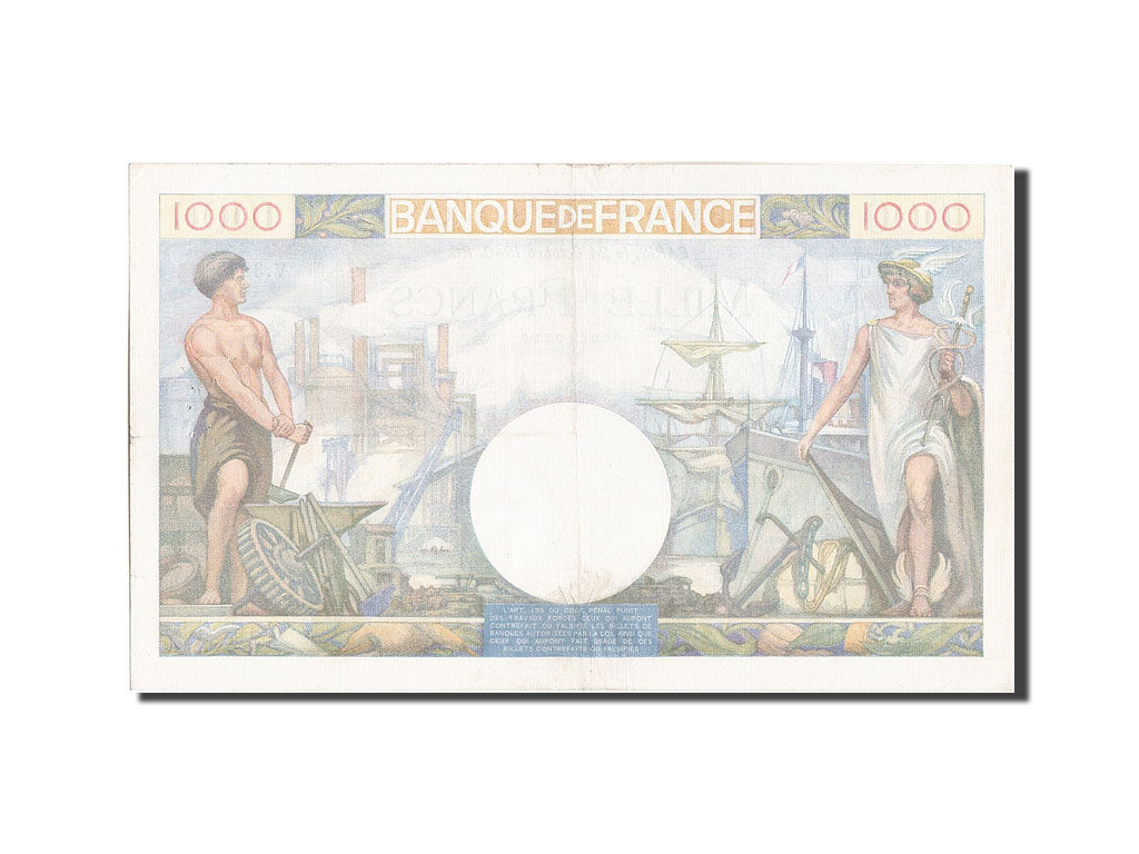 France, 1000 Francs, 1 000 F 1940-1944 ''Commerce et Industrie'', 1940, KM...