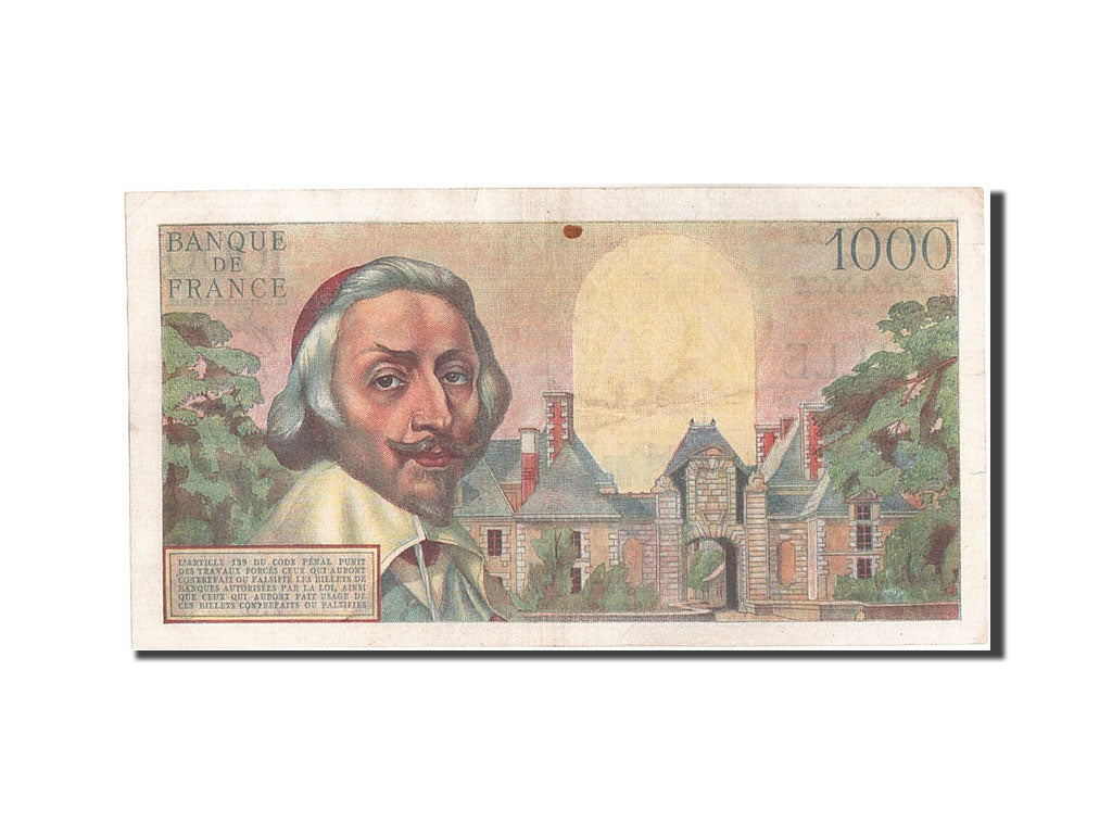 France, 1000 Francs, 1 000 F 1953-1957 ''Richelieu'', 1953, KM #134a,...