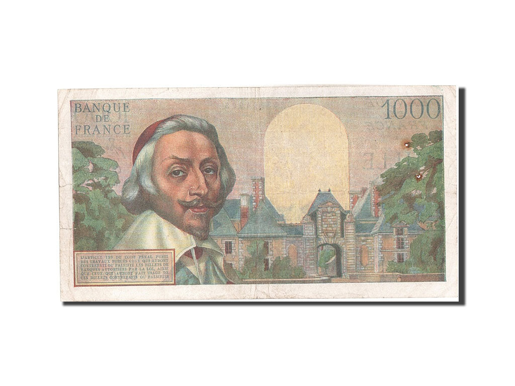 Francia, 1000 Francs, 1 000 F 1953-1957 ''Richelieu'', 1954, KM:134a, 1954-12...