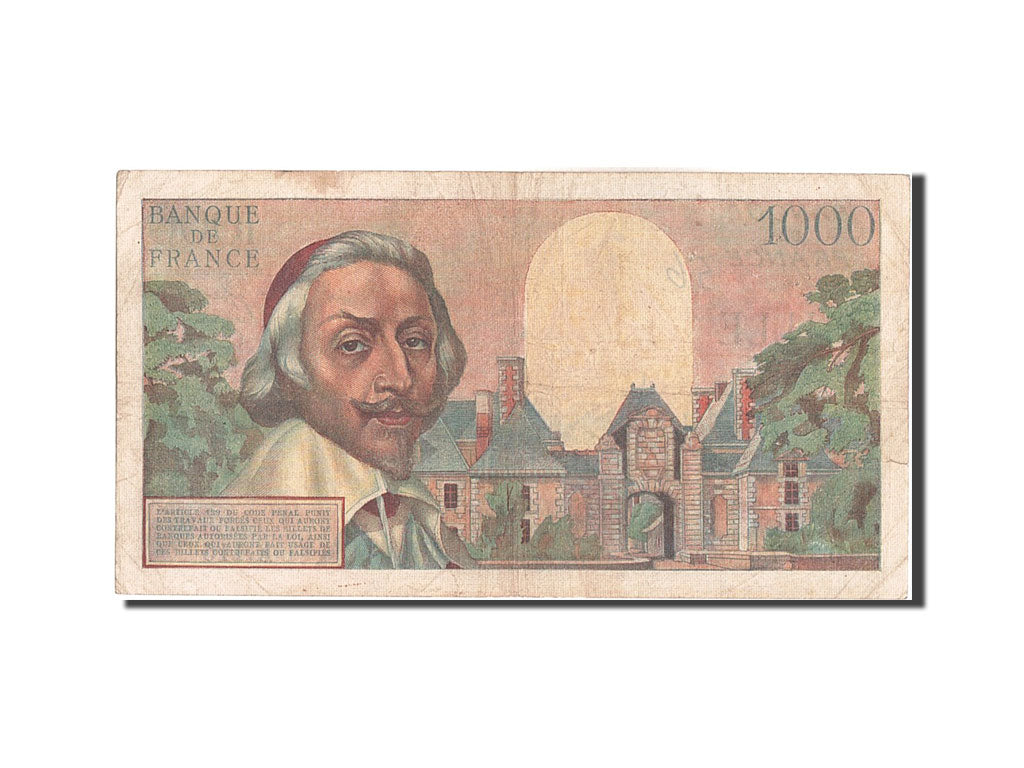 France, 1000 Francs, 1 000 F 1953-1957 ''Richelieu'', 1955, KM #134a,...