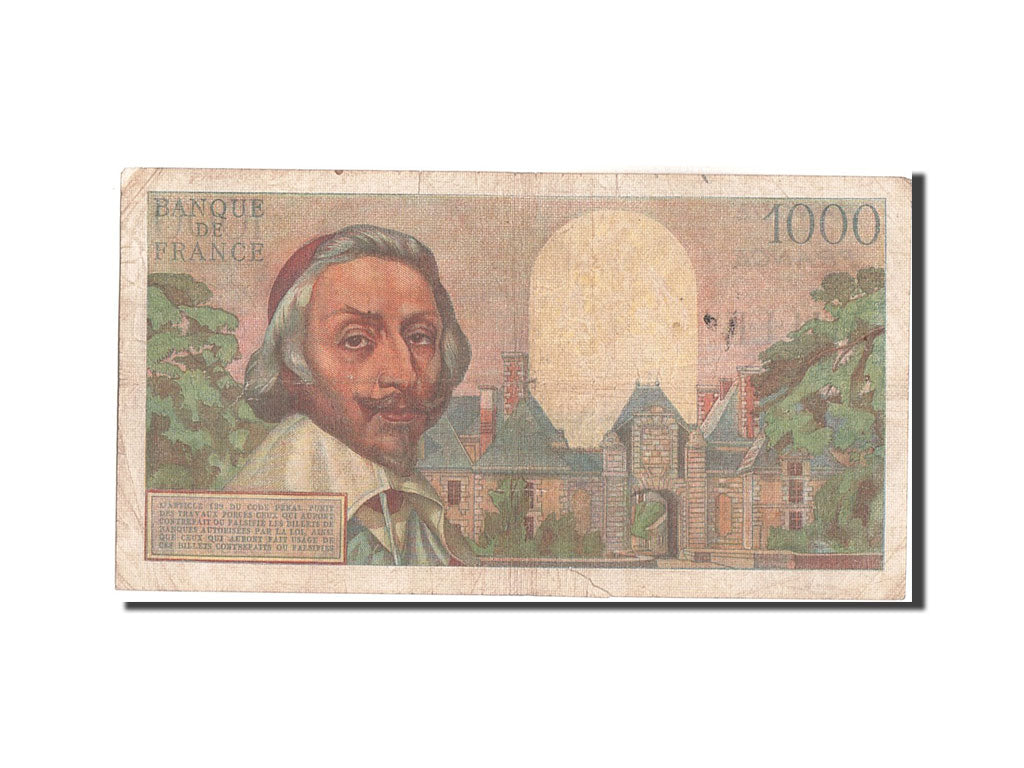 France, 1000 Francs, 1 000 F 1953-1957 ''Richelieu'', 1956, KM #134a,...