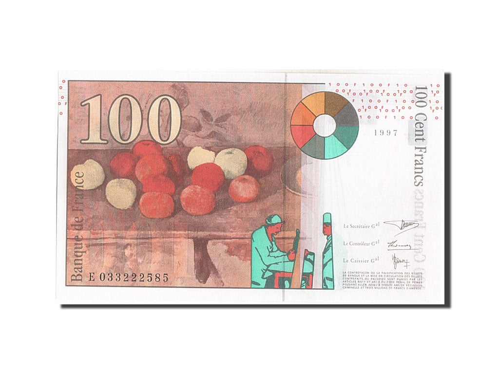 France, 100 Francs, 100 F 1997-1998 ''Cézanne'', 1997, KM #158a, UNC(65-70), E..