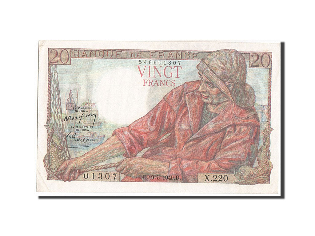 France, 20 Francs, 20 F 1942-1950 ''Pêcheur'', 1949, KM #100c, 1949-05-19, U...