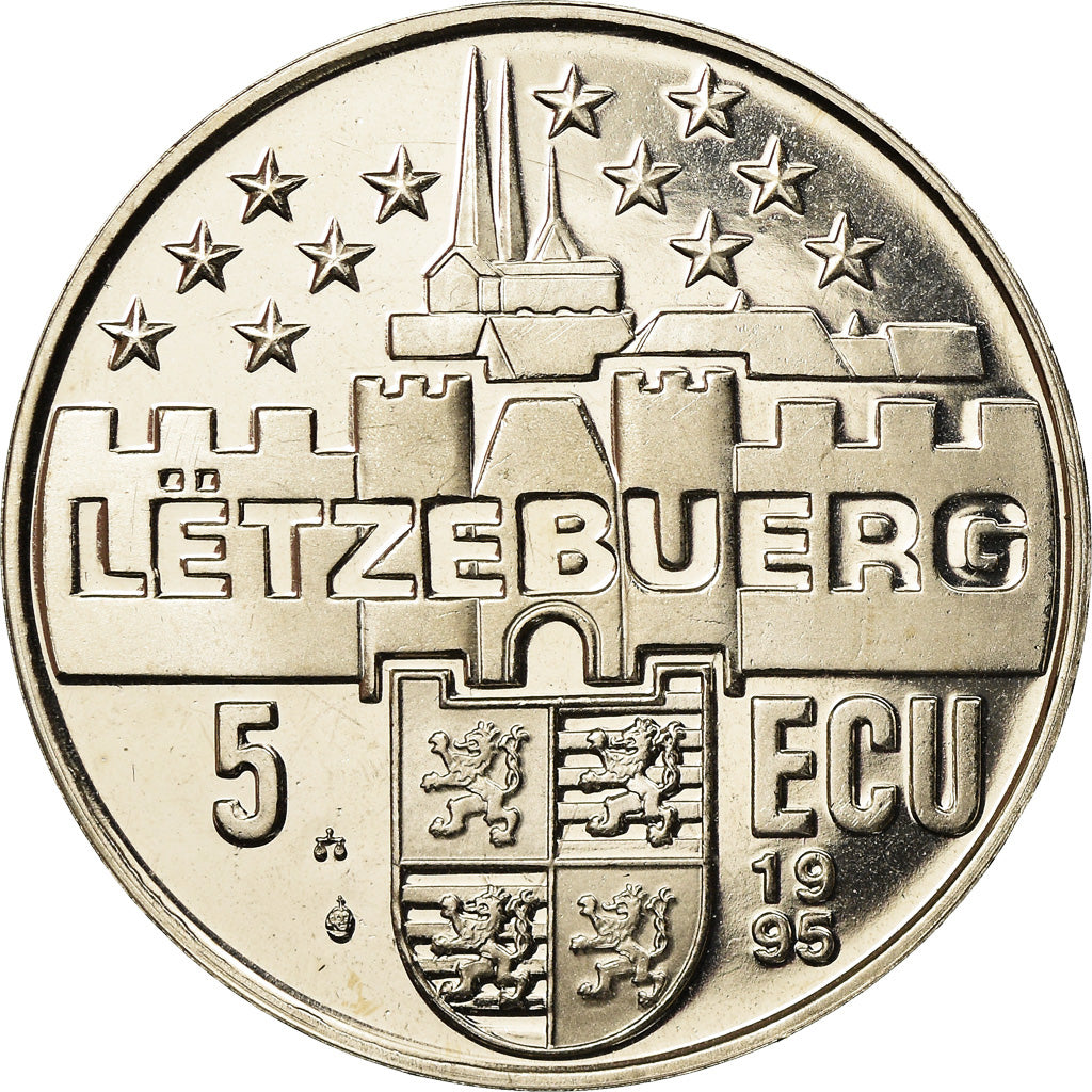 Luxembourg, Token, 5 Ecu, Jean et Joséphine-Charlotte, 1995, MS(64), Silver