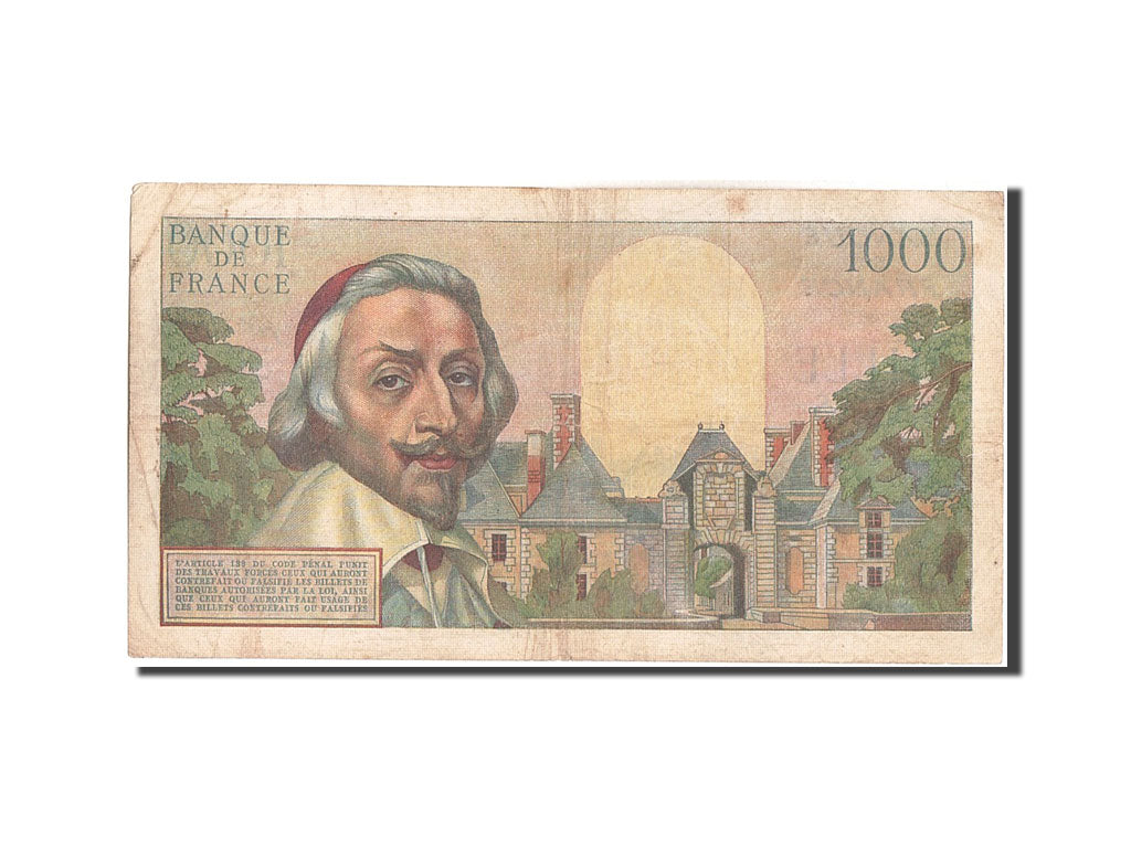 France, 1000 Francs, 1 000 F 1953-1957 ''Richelieu'', 1953, KM #134a,...