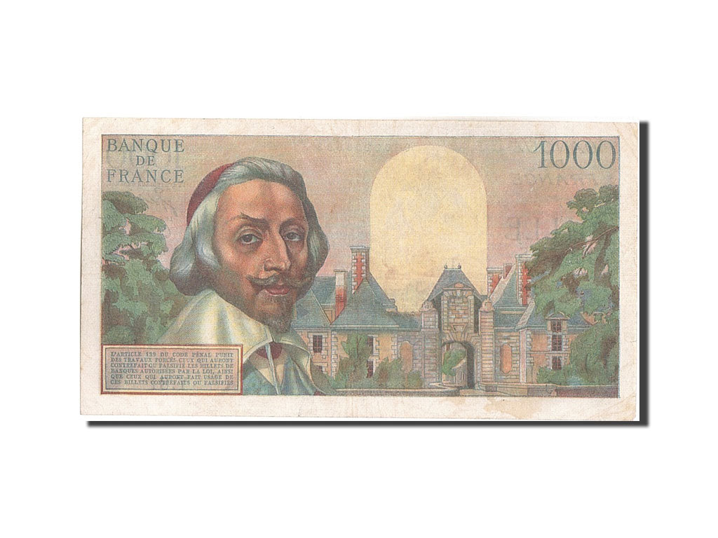 France, 1000 Francs, 1 000 F 1953-1957 ''Richelieu'', 1954, KM #134a,...