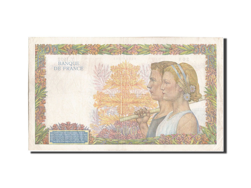 France, 500 Francs, 500 F 1940-1944 ''La Paix'', 1941, KM #95a, 1941-01-16,...