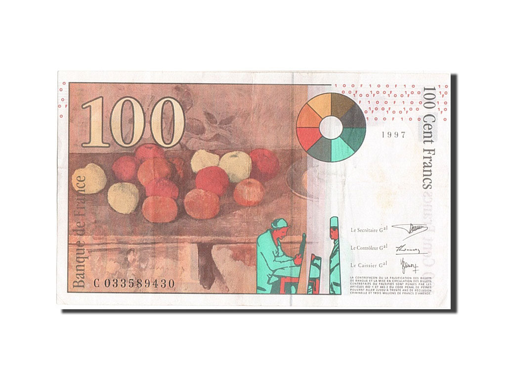 France, 100 Francs, 100 F 1997-1998 ''Cézanne'', 1997, KM #158a, AU(55-58), C...