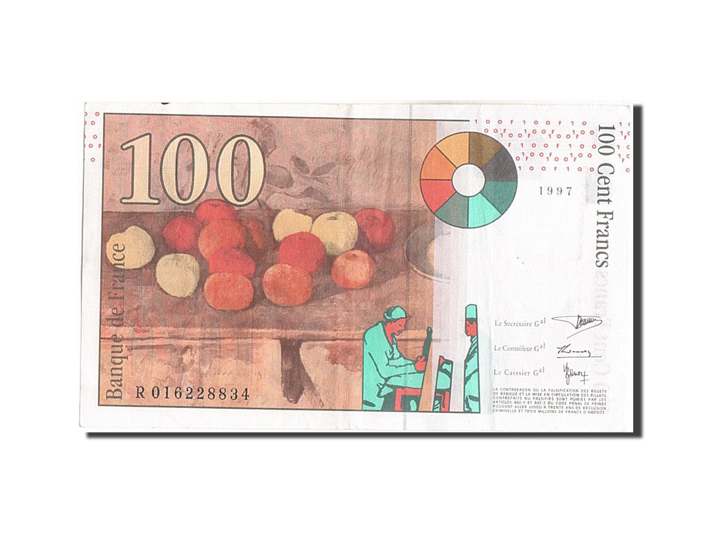 France, 100 Francs, 100 F 1997-1998 ''Cézanne'', 1997, KM #158a, AU(55-58), R...