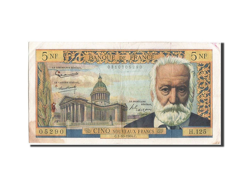 France, 5 Nouveaux Francs, 5 NF 1959-1965 ''Victor Hugo'', 1964, KM #141a,...