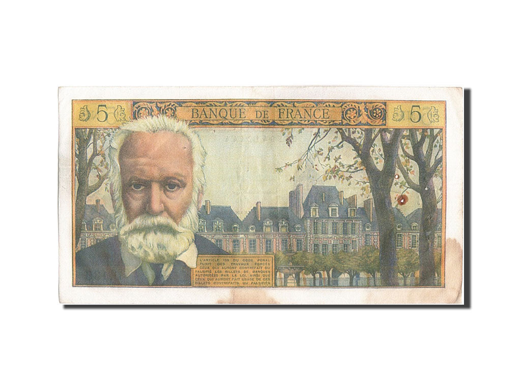 Banknote, France, 5 Nouveaux Francs, 5 NF 1959-1965 ''Victor Hugo'', 1965