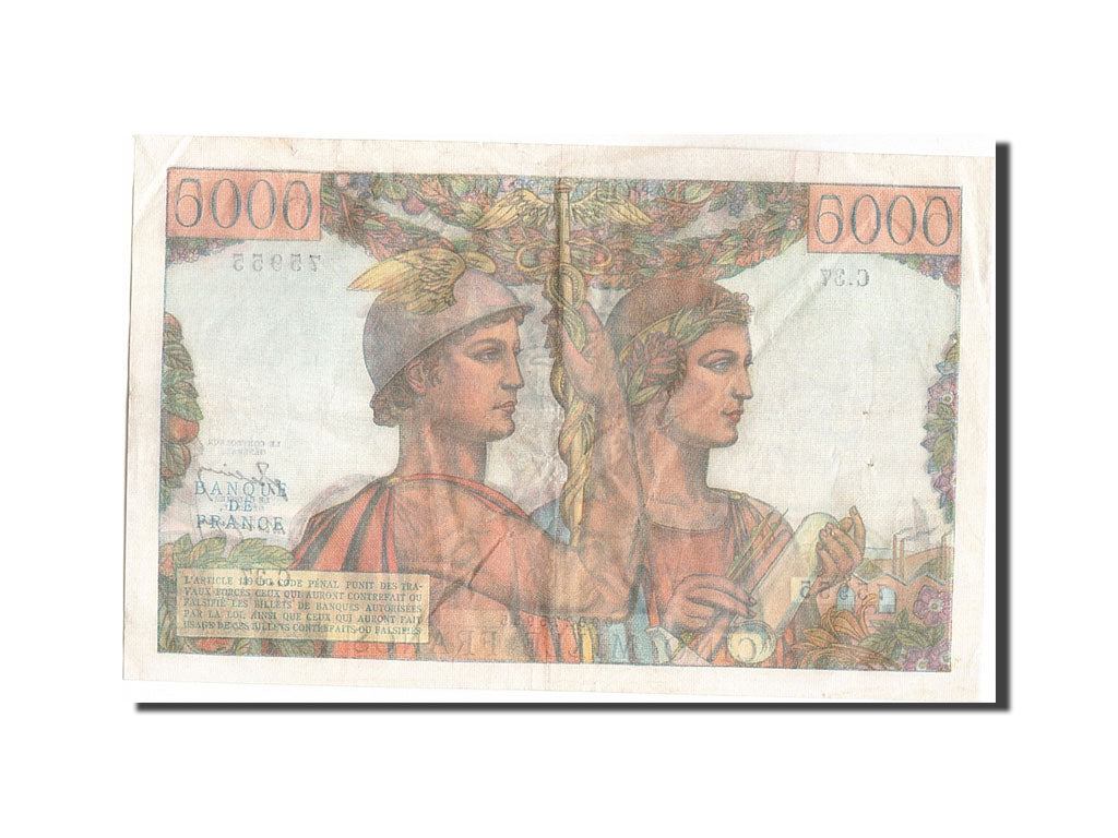 Geldschein, Frankreich, 5000 Francs, 5 000 F 1949-1957 ''Terre et Mer'', 1949