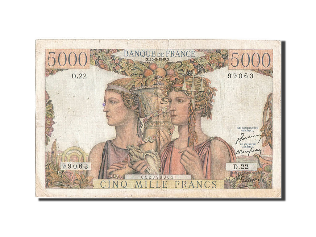 Banknote, France, 5000 Francs, 5 000 F 1949-1957 ''Terre et Mer'', 1949