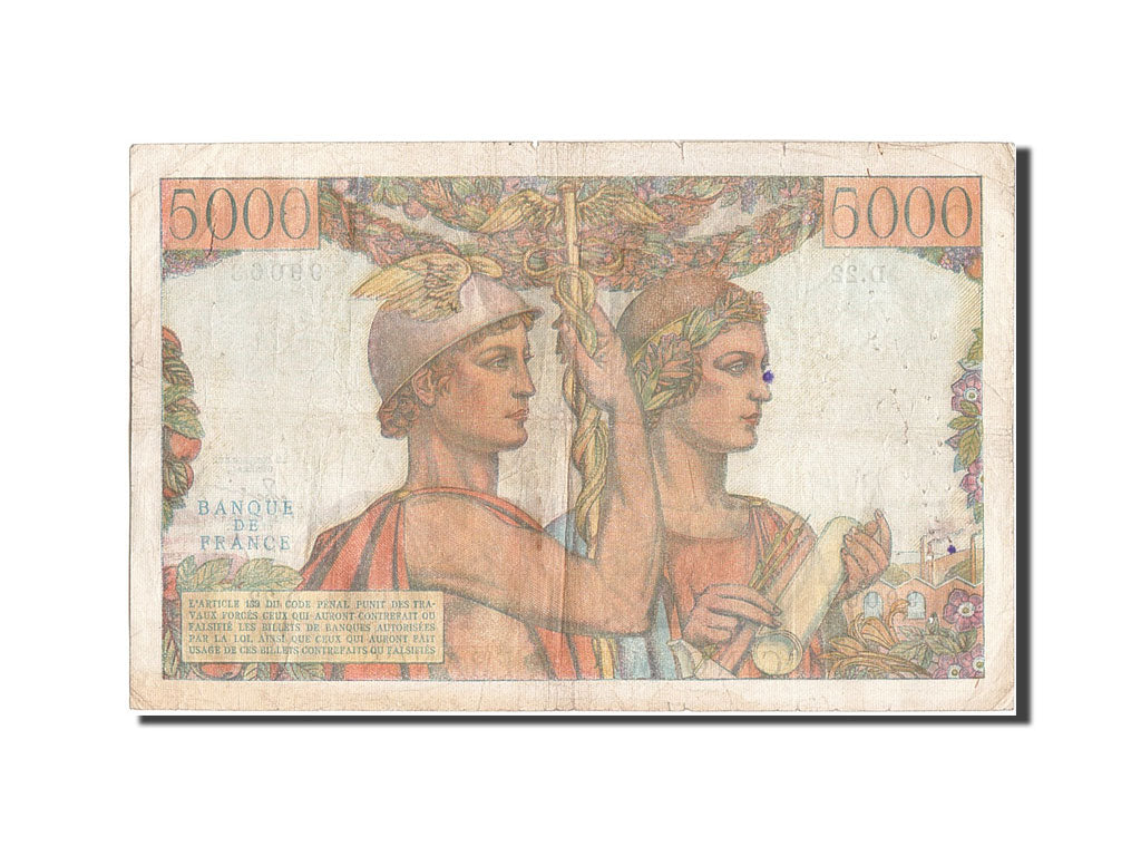 Banknote, France, 5000 Francs, 5 000 F 1949-1957 ''Terre et Mer'', 1949