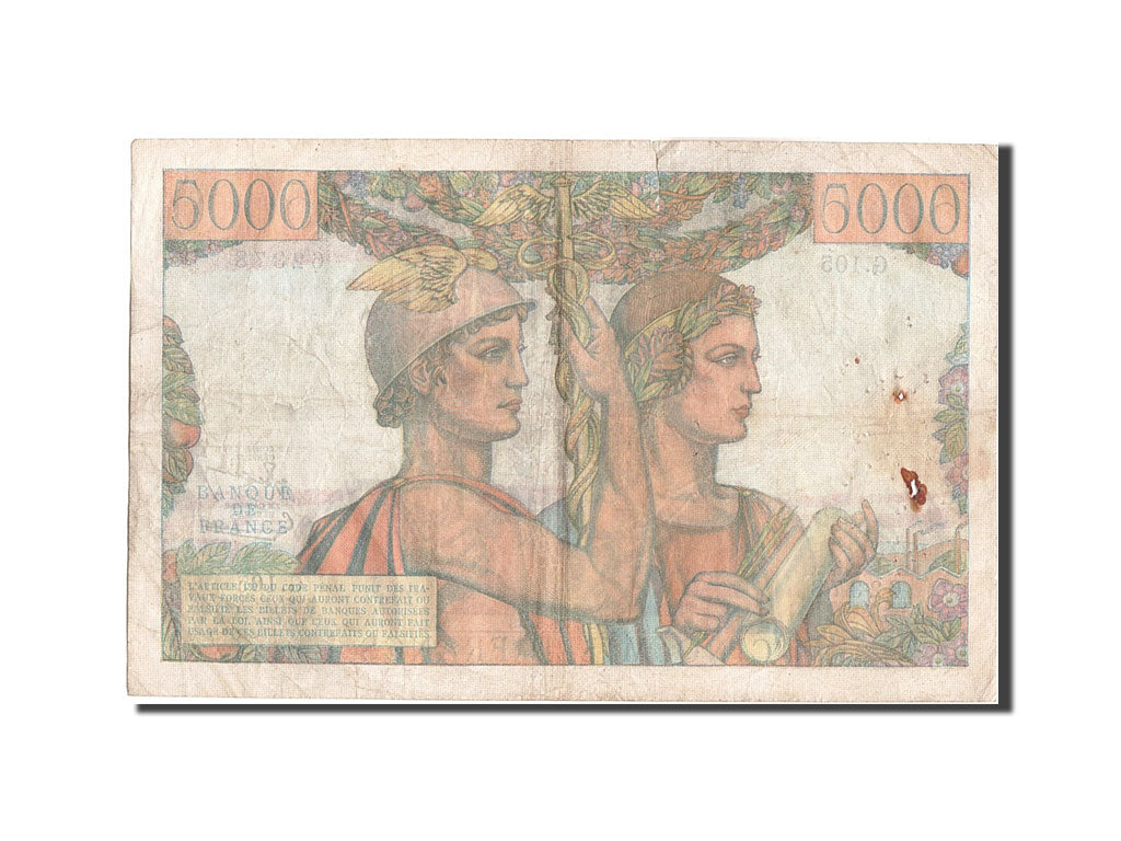 Banconote, Francia, 5000 Francs, 5 000 F 1949-1957 ''Terre et Mer'', 1952