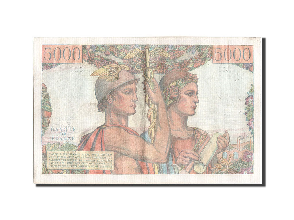 France, 5000 Francs, 5 000 F 1949-1957 ''Terre et Mer'', 1951, KM #131b,...