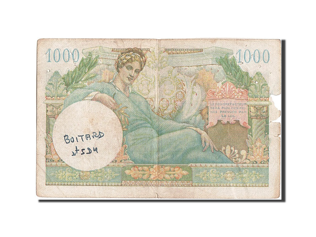France, 1000 Francs, 1947 French Treasury, 1947, KM #M10, 1947-01-01, F(12-15),.