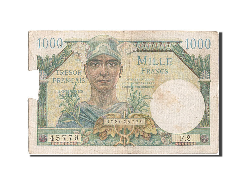 France, 1000 Francs, 1947 French Treasury, 1947, KM #M10, 1947-01-01, F(12-15),.