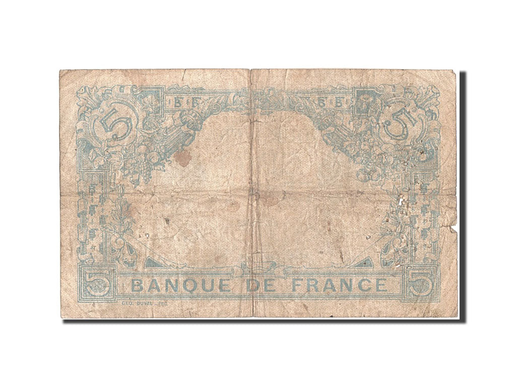 Banknote, France, 5 Francs, 5 F 1912-1917 ''Bleu'', 1916, 1915-10-24, VF(20-25)