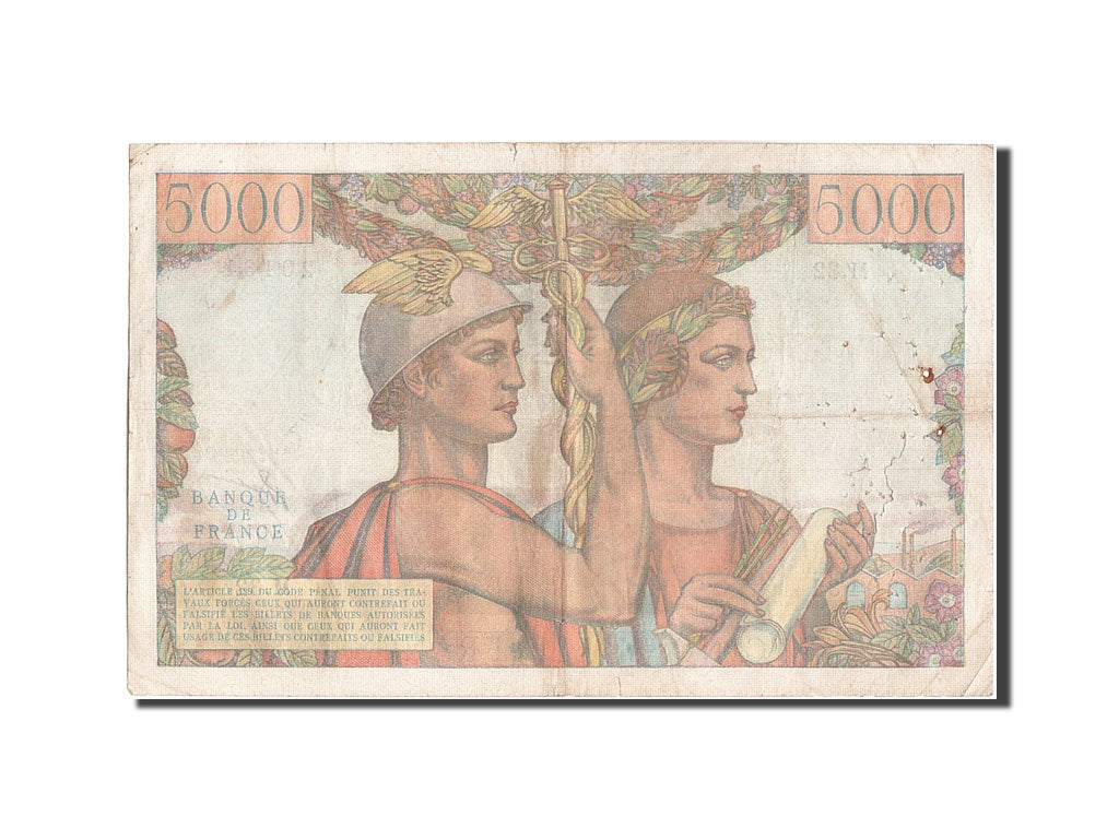 France, 5000 Francs, 5 000 F 1949-1957 ''Terre et Mer'', 1949, KM #131a,...