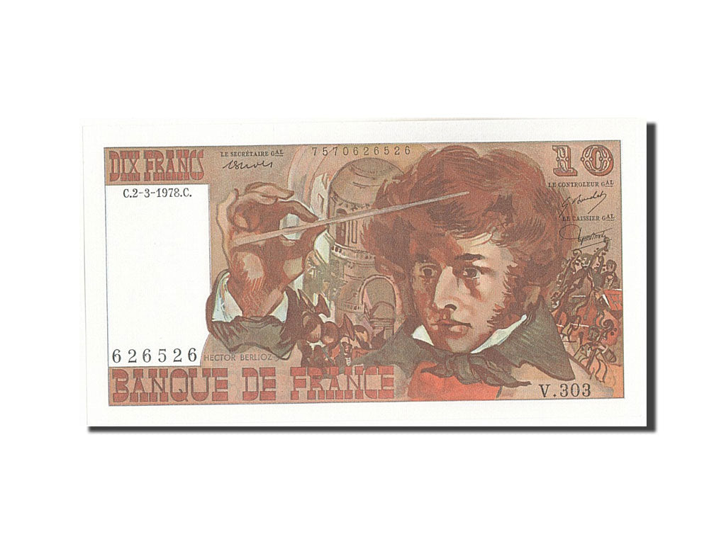 France, 10 Francs, 10 F 1972-1978 ''Berlioz'', 1978, KM #150c, 1978-03-02,...