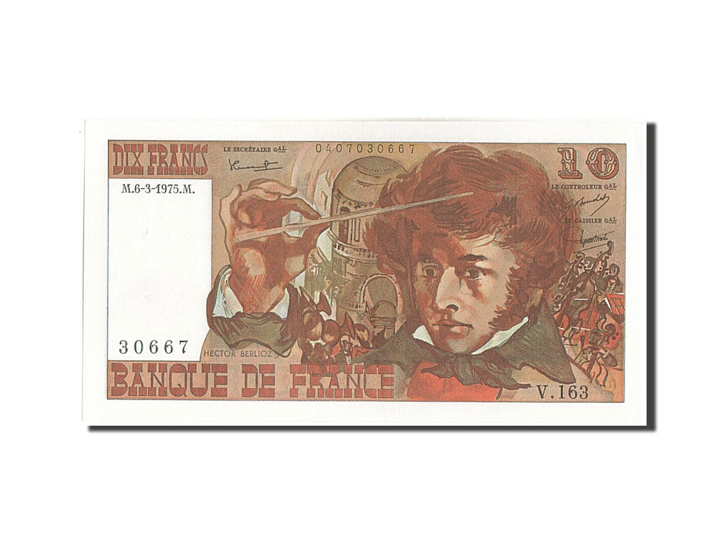 Banknot, Francja, 10 Francs, Berlioz, 1975, 1975-03-06, UNC(63), Fayette:63.9