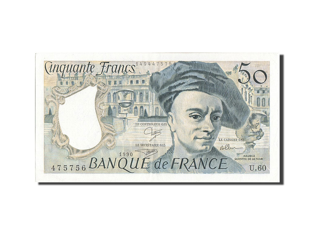 Biljet, Frankrijk, 50 Francs, 50 F 1976-1992 ''Quentin de La Tour'', 1990, TTB+