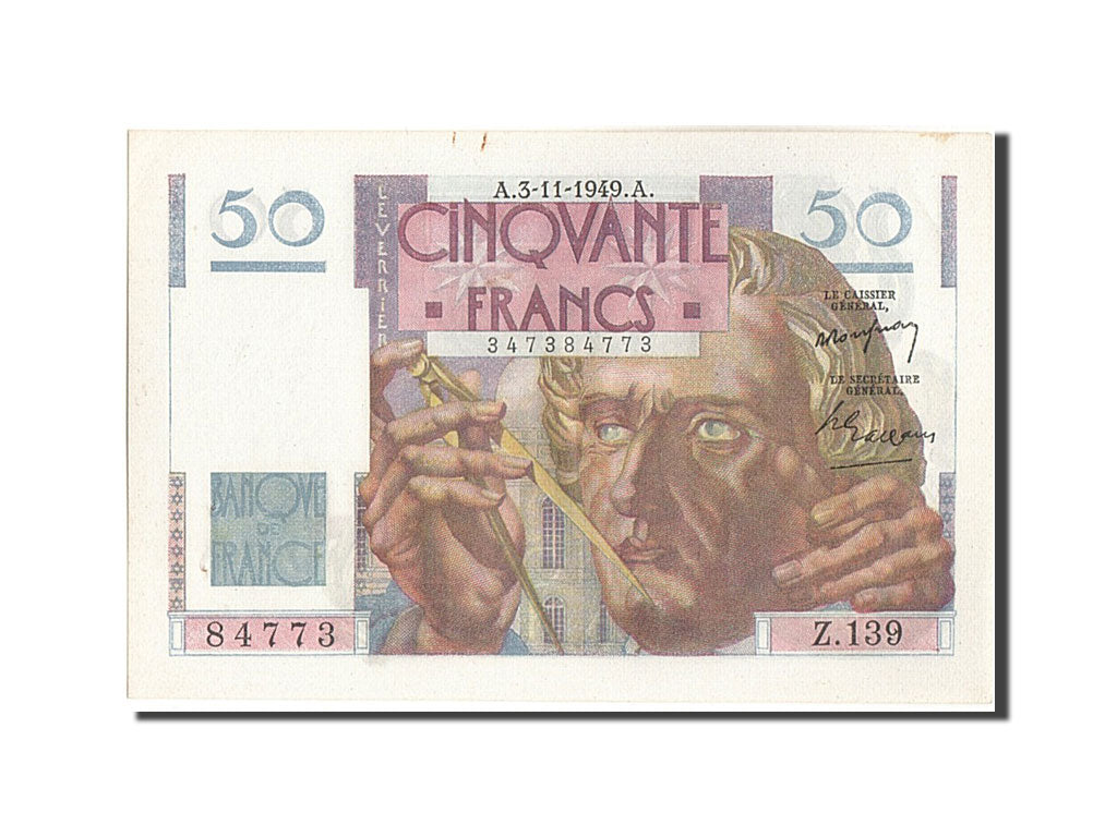 Banknote, France, 50 Francs, 50 F 1946-1951 ''Le Verrier'', 1949, 1949-11-03
