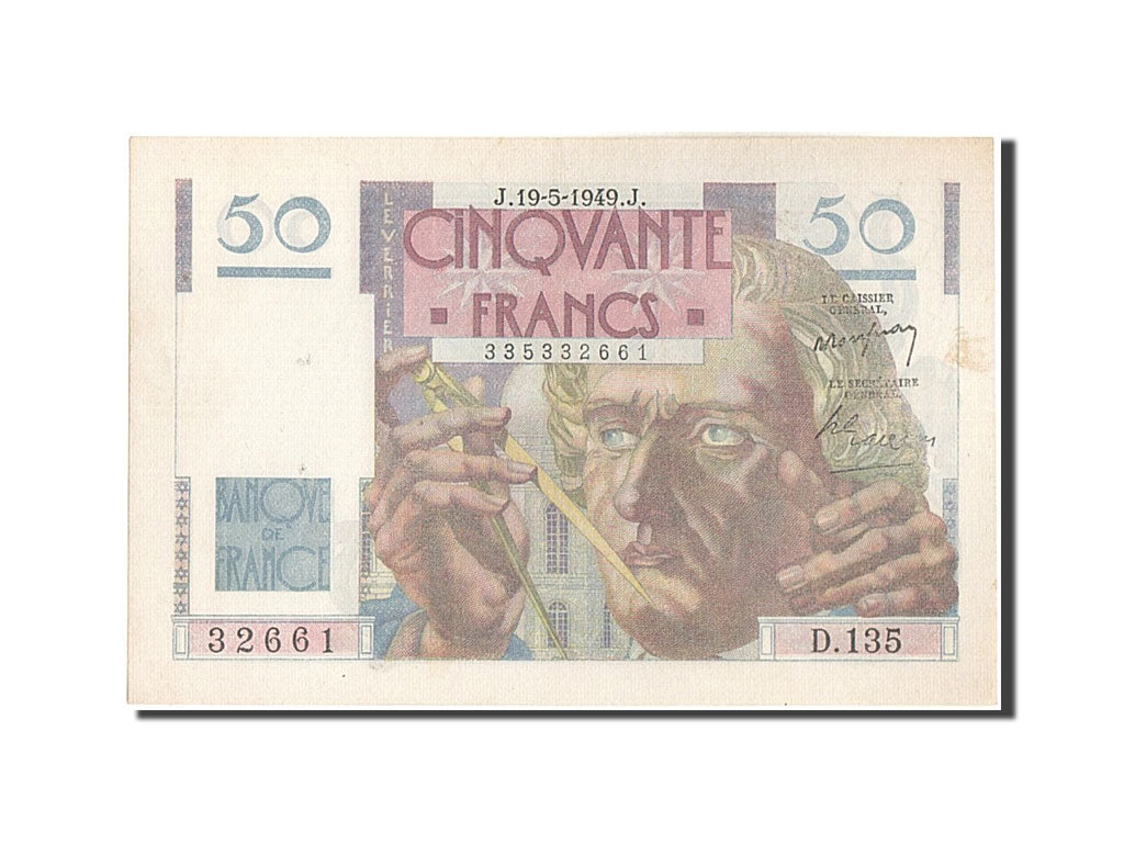 Banknote, France, 50 Francs, 50 F 1946-1951 ''Le Verrier'', 1949, 1949-05-19