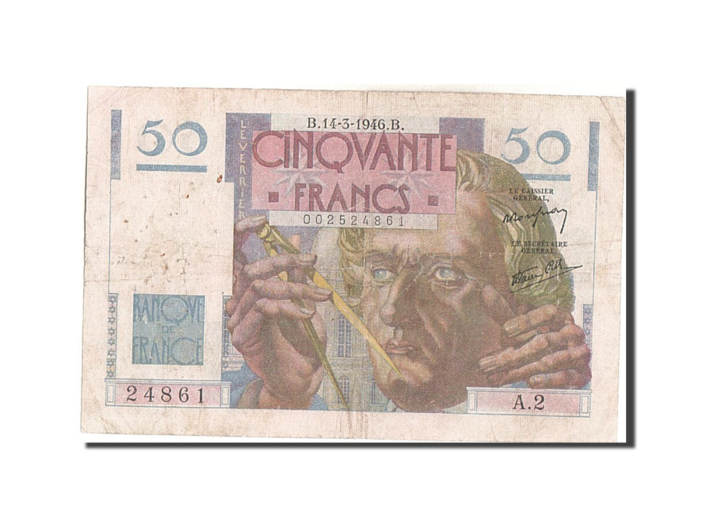 France, 50 Francs, 50 F 1946-1951 ''Le Verrier'', 1946, KM #127a, 1946-03-14,...