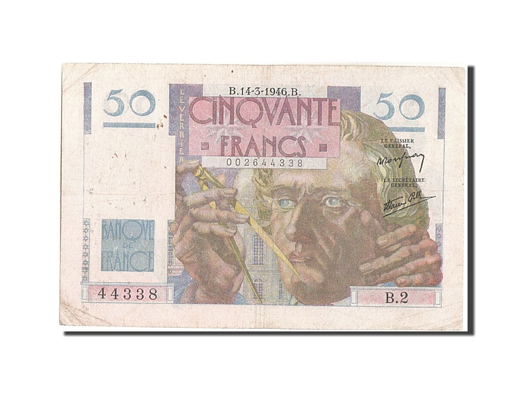 Biljet, Frankrijk, 50 Francs, 50 F 1946-1951 ''Le Verrier'', 1946, 1946-03-14