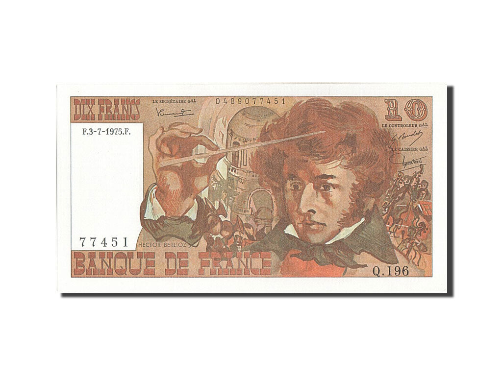 Biljet, Frankrijk, 10 Francs, 10 F 1972-1978 ''Berlioz'', 1975, 1975-07-03