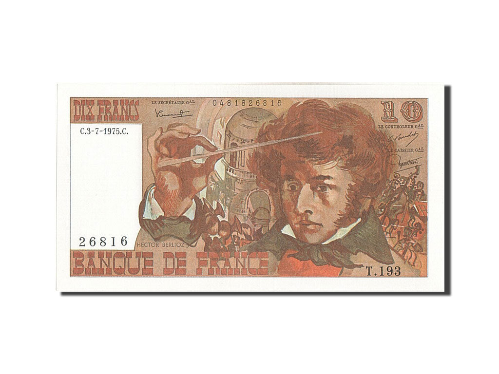 Banknote, France, 10 Francs, 10 F 1972-1978 ''Berlioz'', 1975, 1975-07-03