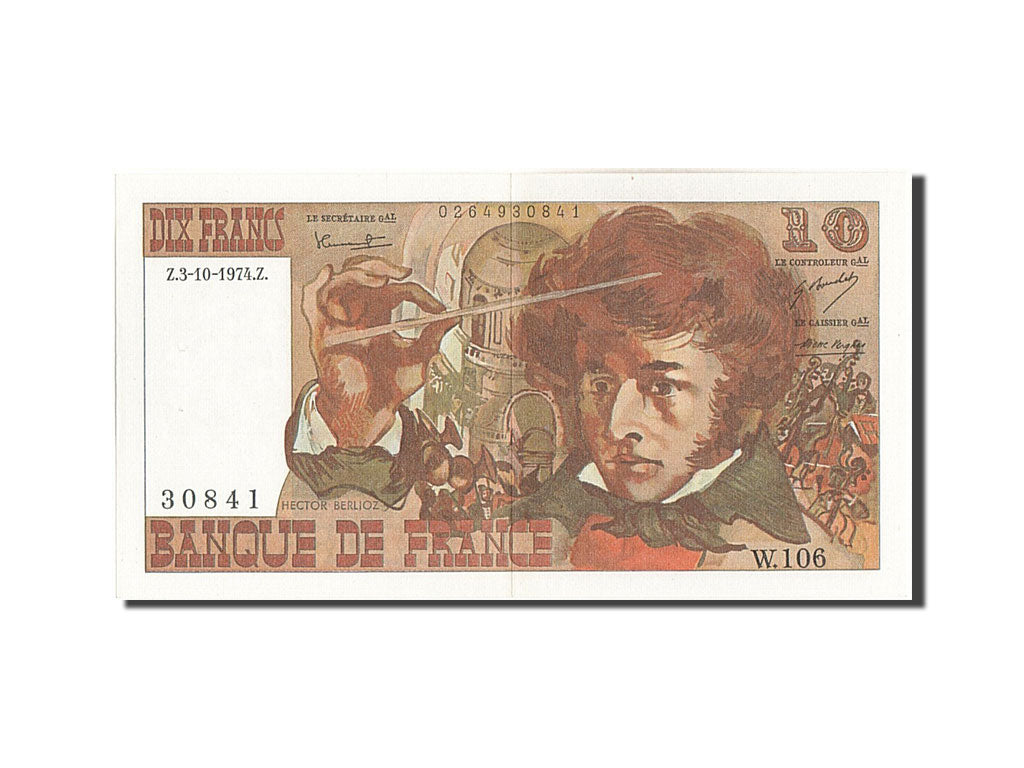 France, 10 Francs, 10 F 1972-1978 ''Berlioz'', 1974, KM #150a, 1974-10-03,...