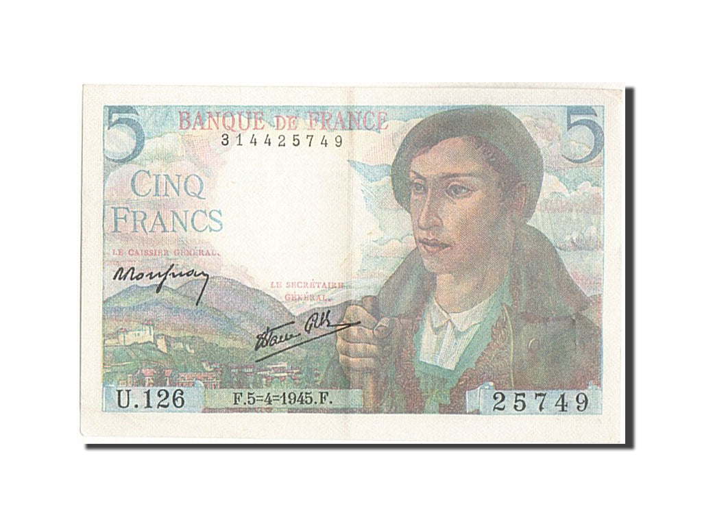 Banknote, France, 5 Francs, 5 F 1943-1947 ''Berger'', 1940, 1945-04-05