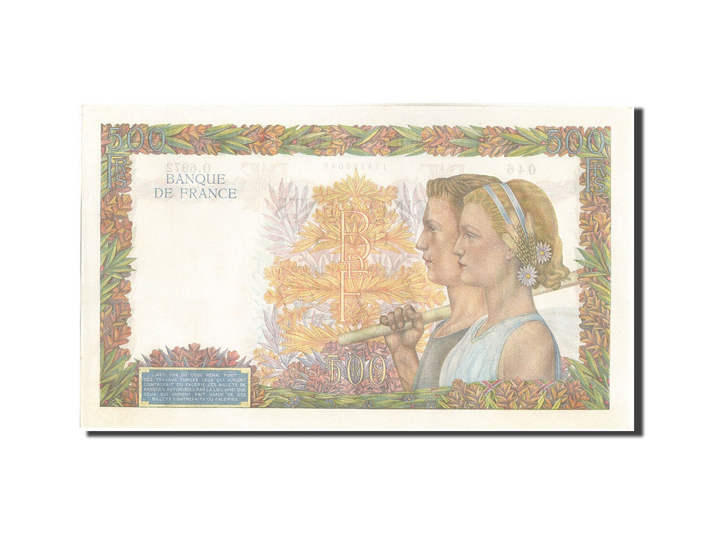 France, 500 Francs, 500 F 1940-1944 ''La Paix'', 1942, KM #95b, 1942-10-01,...