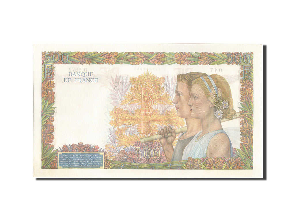 Francia, 500 Francs, 500 F 1940-1944 ''La Paix'', 1942, KM:95b, 1942-10-01, S...