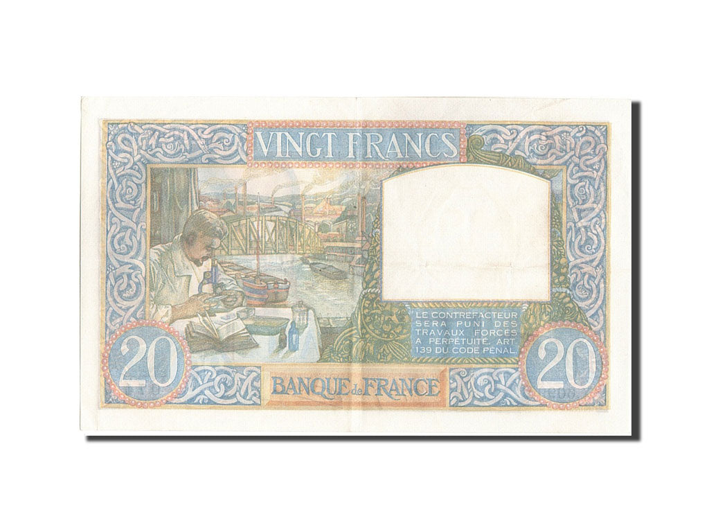 France, 20 Francs, 20 F 1939-1942 ''Science et Travail'', 1941, KM #92b,...