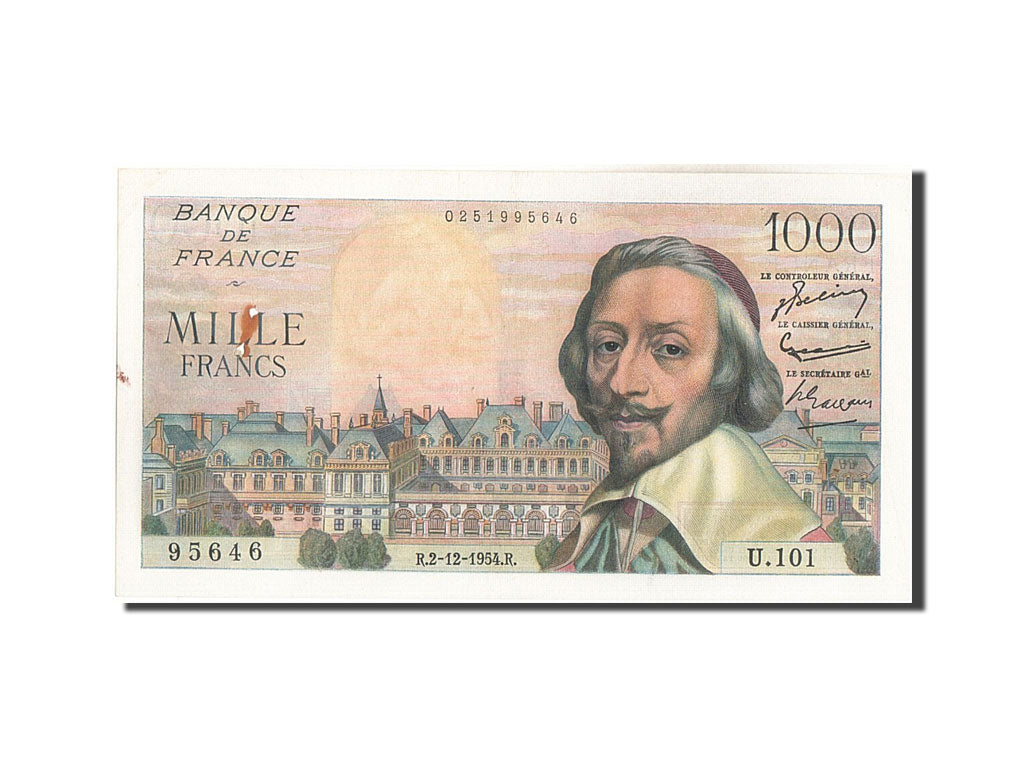 Banknote, France, 1000 Francs, 1 000 F 1953-1957 ''Richelieu'', 1954
