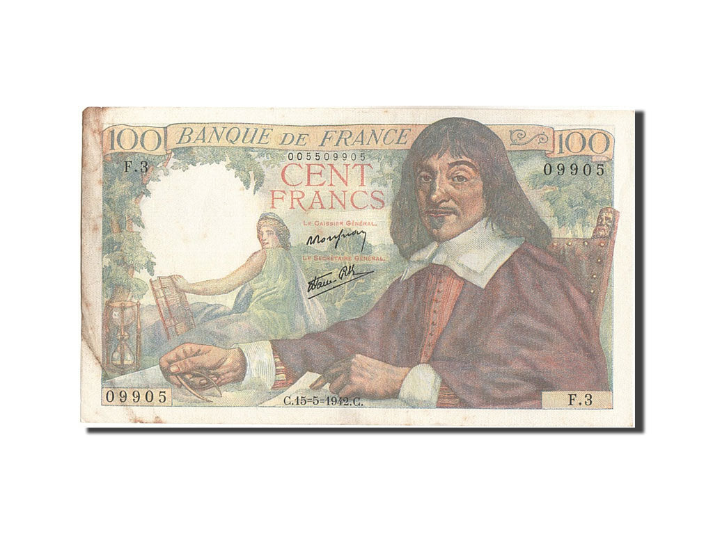 Banknote, France, 100 Francs, 100 F 1942-1944 ''Descartes'', 1942, 1942-05-15