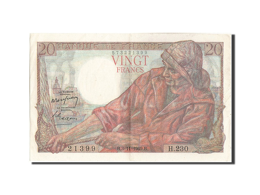Francia, 20 Francs, 20 F 1942-1950 ''Pêcheur'', 1949, KM:100c, 1949-11-03, B...