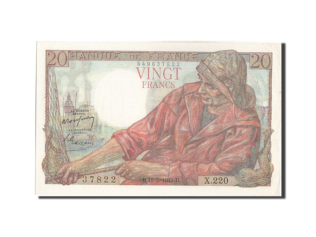 Banknote, France, 20 Francs, 20 F 1942-1950 ''Pêcheur'', 1949, 1949-05-19