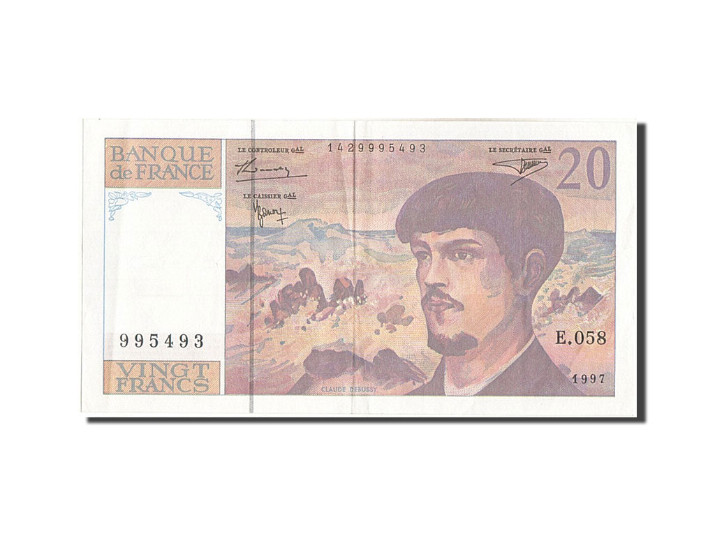 Banknote, France, 20 Francs, 20 F 1980-1997 ''Debussy'', 1997, AU(55-58)