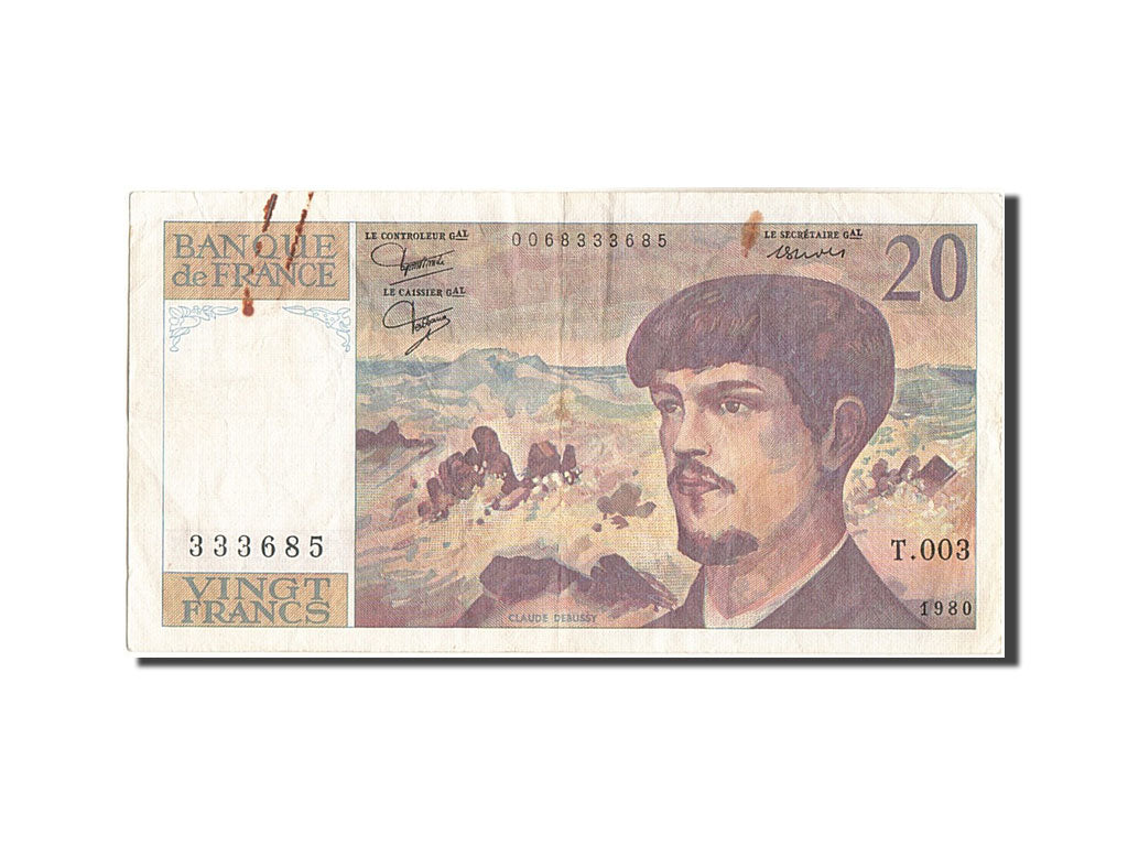 France, 20 Francs, 20 F 1980-1997 ''Debussy'', 1980, KM #151a, EF(40-45),...