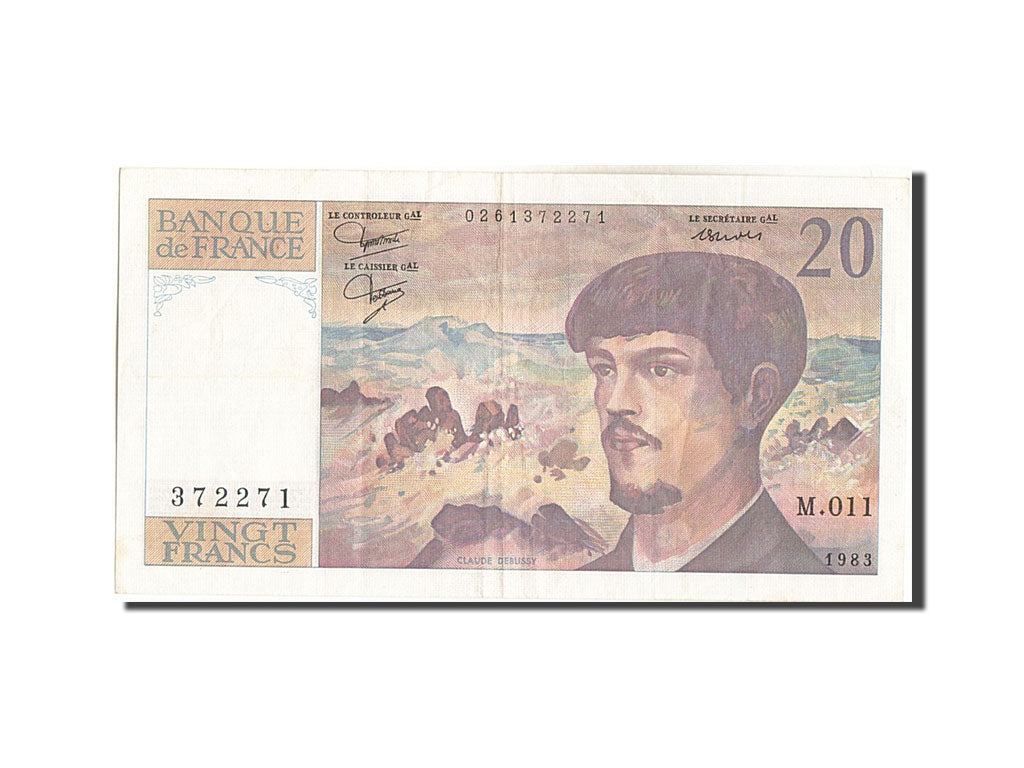 France, 20 Francs, 20 F 1980-1997 ''Debussy'', 1983, KM #151a, EF(40-45),...
