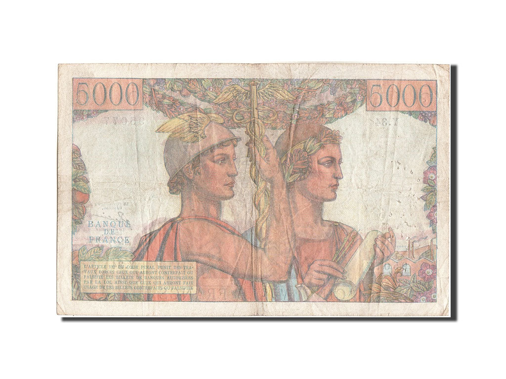 France, 5000 Francs, 5 000 F 1949-1957 ''Terre et Mer'', 1949, KM #131a,...