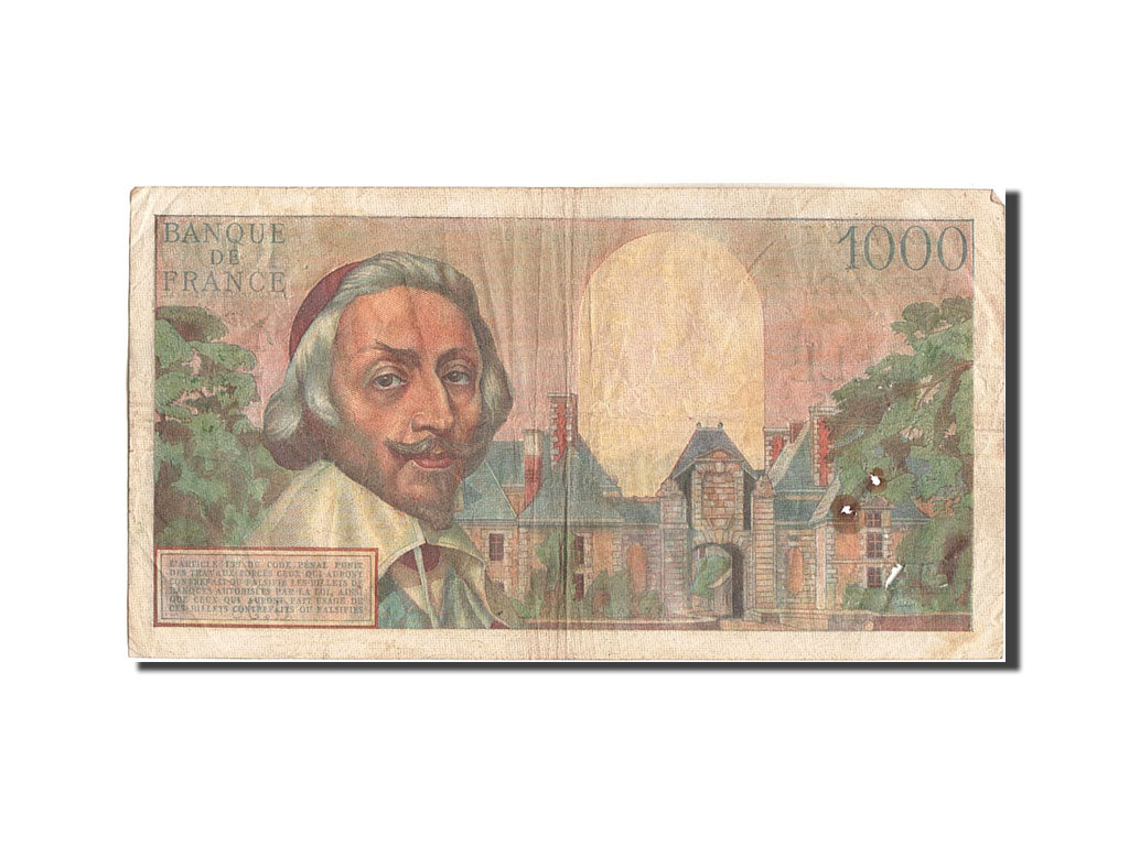 France, 1000 Francs, 1 000 F 1953-1957 ''Richelieu'', 1954, KM #134a,...