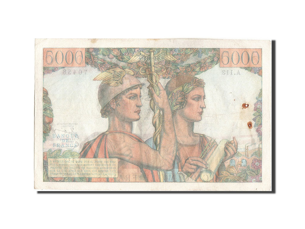 Geldschein, Frankreich, 5000 Francs, 5 000 F 1949-1957 ''Terre et Mer'', 1952