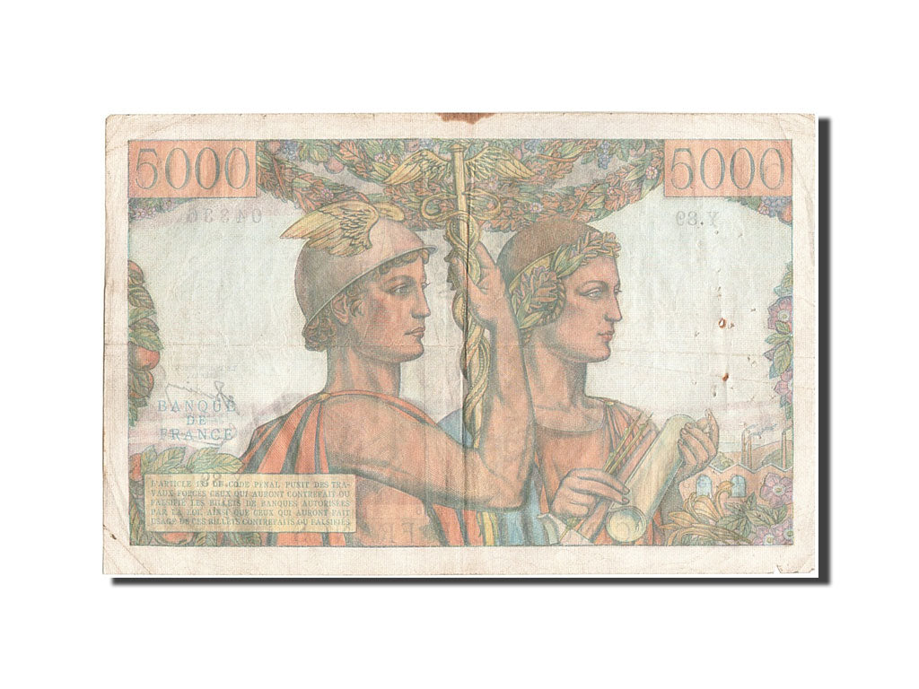 Billet, France, 5000 Francs, 5 000 F 1949-1957 ''Terre et Mer'', 1952